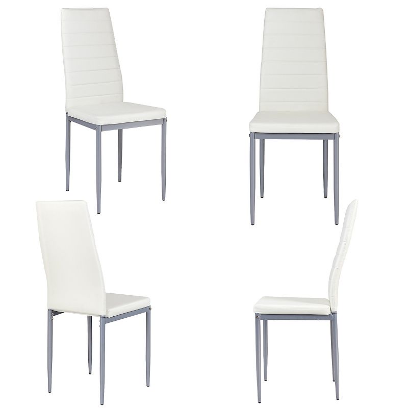 4 pcs PVC Leather Dining Side Chairs Elegant Design