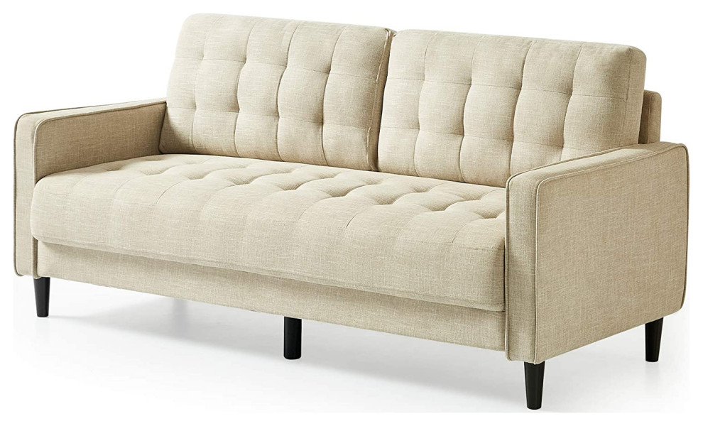 Mid Century Sofa  Grid Tufted Cushioned Seat  ampBack With Track Arms   Midcentury   Sofas   by Decor Love  Houzz