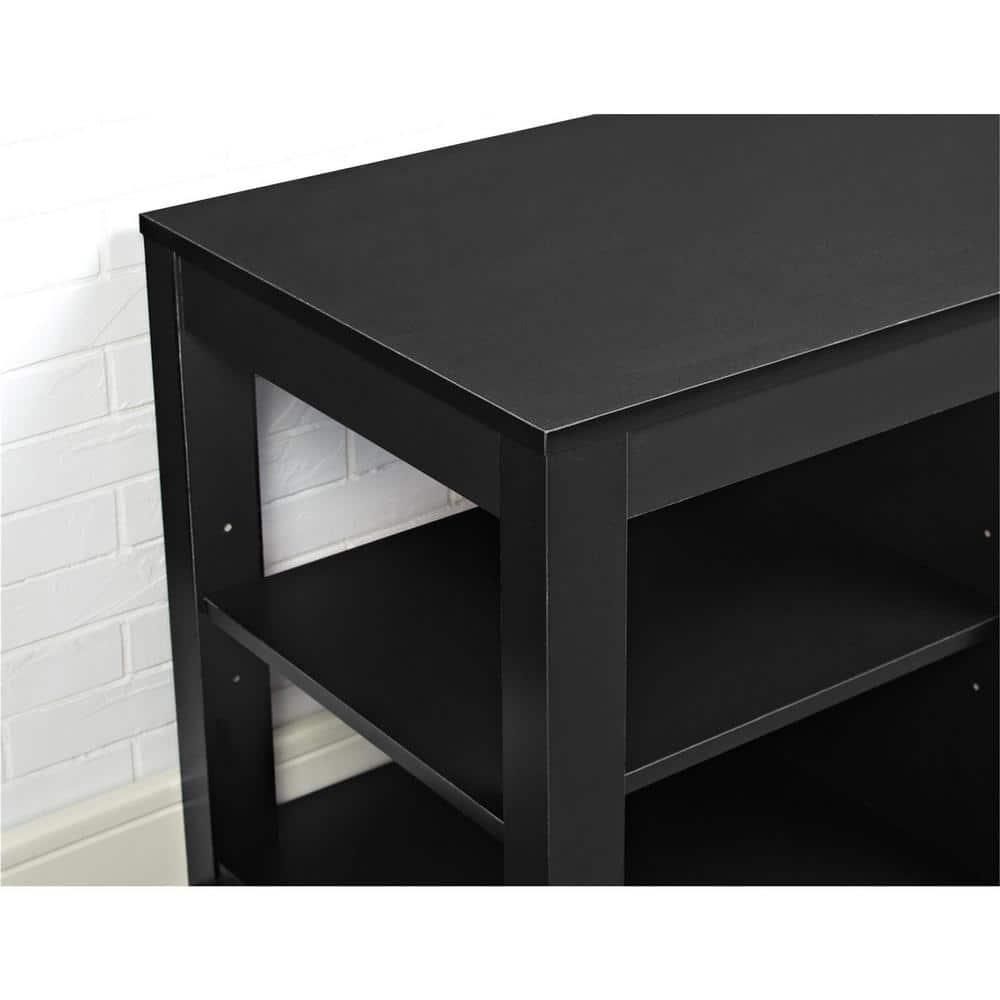 Ameriwood Nelson 65 in Black TV Stand Console with Fireplace