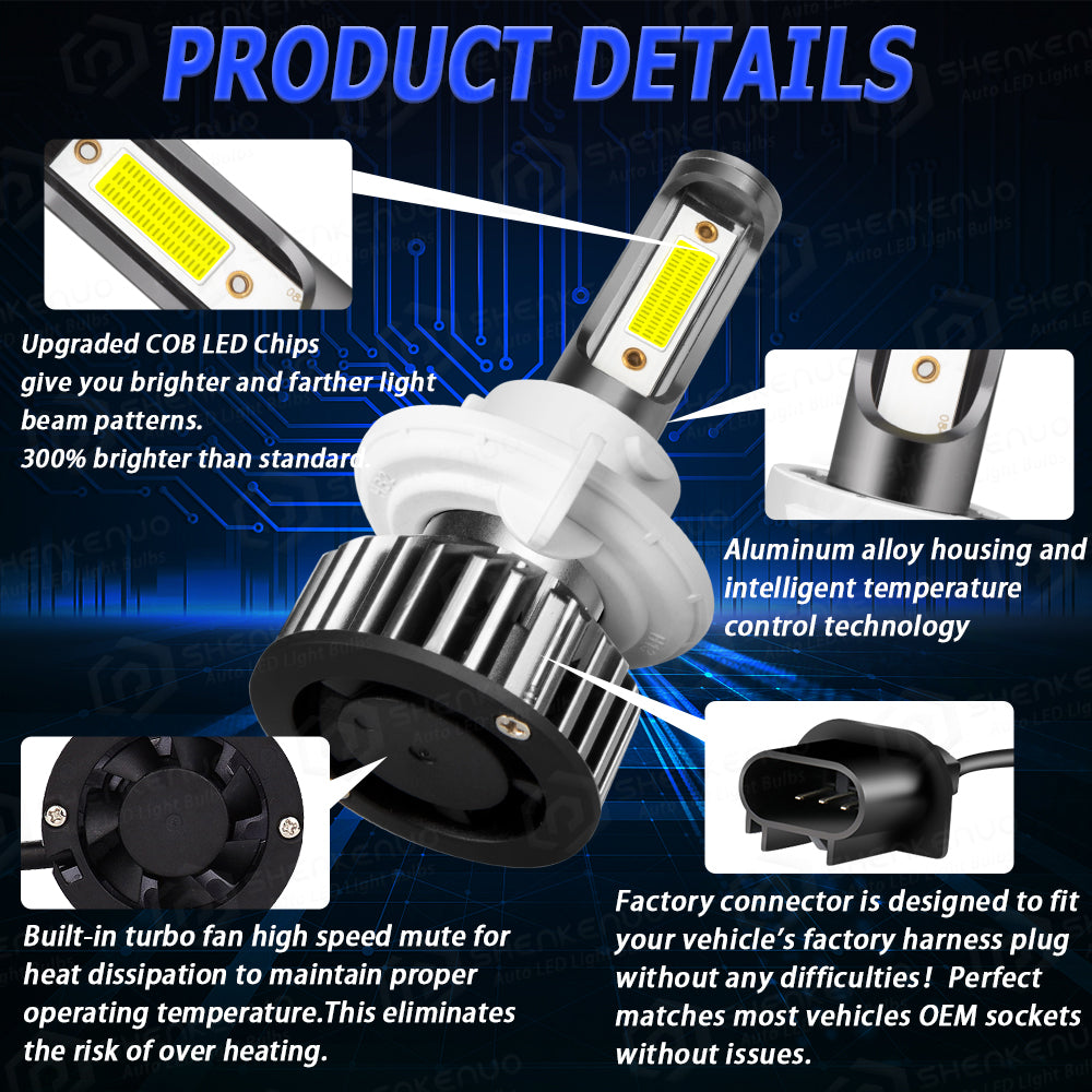 For Mitsubishi Eclipse 2006 2007 2008 2009 2010 2011 2012 LED Headlight Bulbs H13 9008 High and Low Beam 2pcs