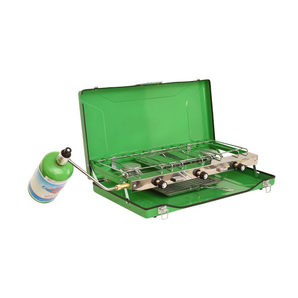 Flame King 3 Burner High Output Portable Table Top Propane Camping Stove and Grill YSNBBQ-136M