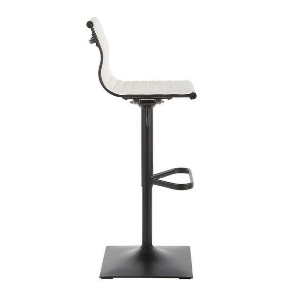 Porch and Den Tower Master Adjustable Bar Stool in Faux Leather and Black Metal