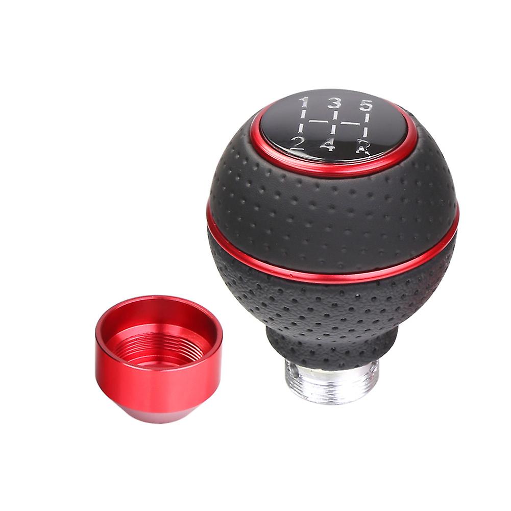 5-speed Gear Shift Knob For Manual Shift Handle Leather Handle Gear Lever Knob Silver