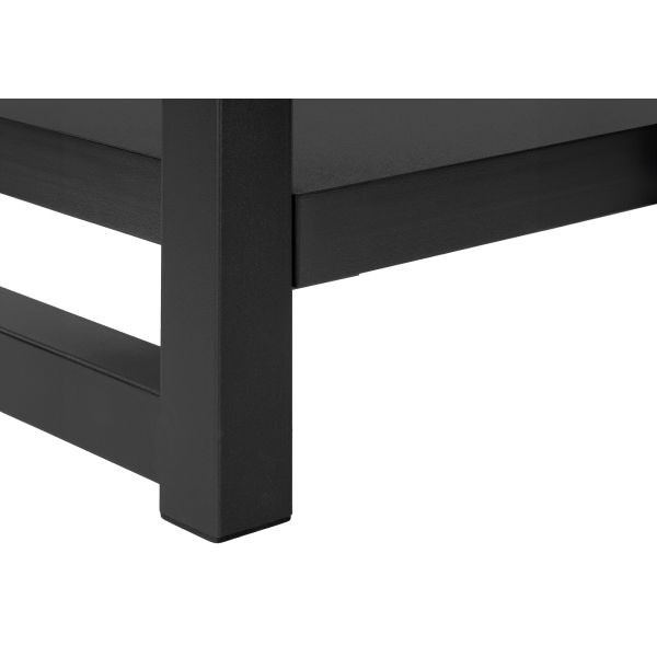 Accent Table， Side， End， Narrow， Small， 2 Tier， Living Room， Bedroom， Black Laminate， Black Metal， Contemporary， Modern