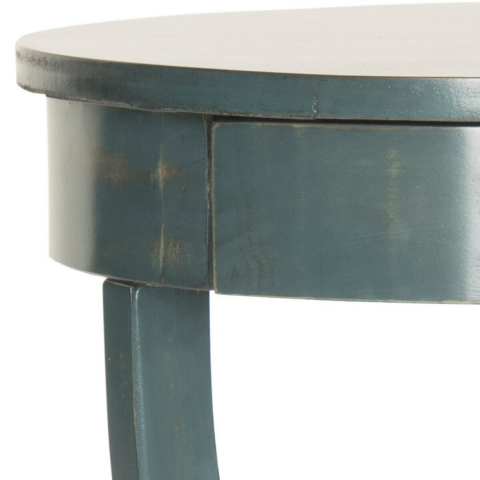 Drayden Round Pedestal End Table With Drawer Dark Teal   Modern   Side Tables And End Tables   by Virgil Stanis Design  Houzz