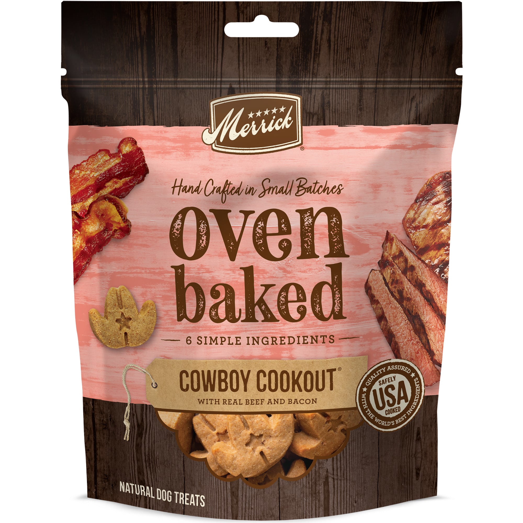 Merrick Oven Baked Cowboy Cookout with Real Beef and Bacon Treats for Dogs， 11 oz.