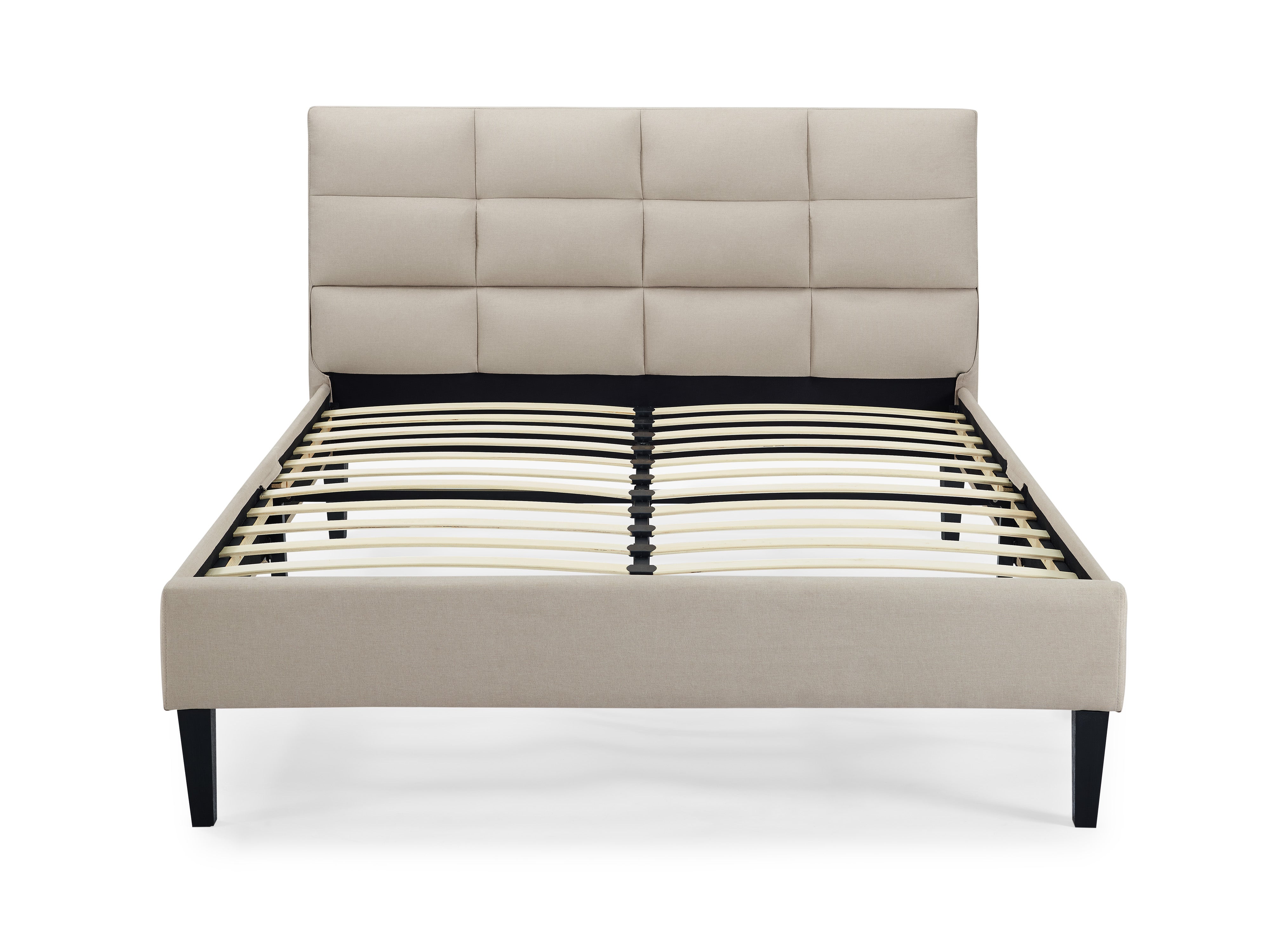 Serta Zola Upholstered Head & Footboard with Euro Slats in Queen, Beige Fabric