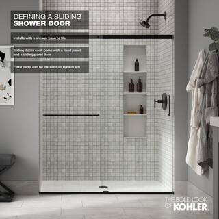 KOHLER Elate 59.625 in. W x 56.75 in. H Sliding Frameless Tub Door in Anodized Matte Nickel with Crystal Clear Glass 707609-6L-MX