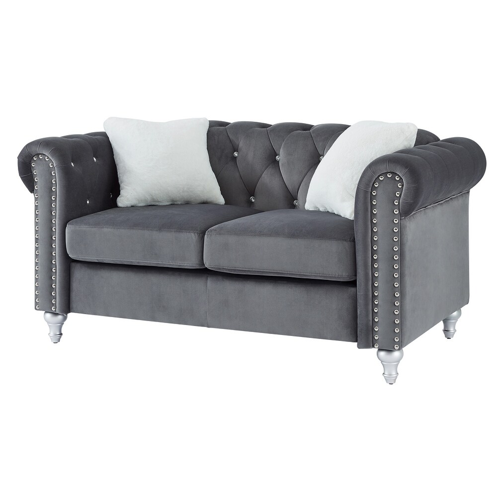 Raisa Microsuede Velvet Tufted Loveseat