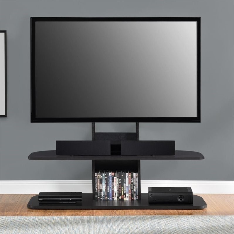 Ameriwood Home Galaxy TV Stand with Mount for TVs up to 65  x27 x27Wide in Black   Transitional   Entertainment Centers And Tv Stands   by Homesquare  Houzz