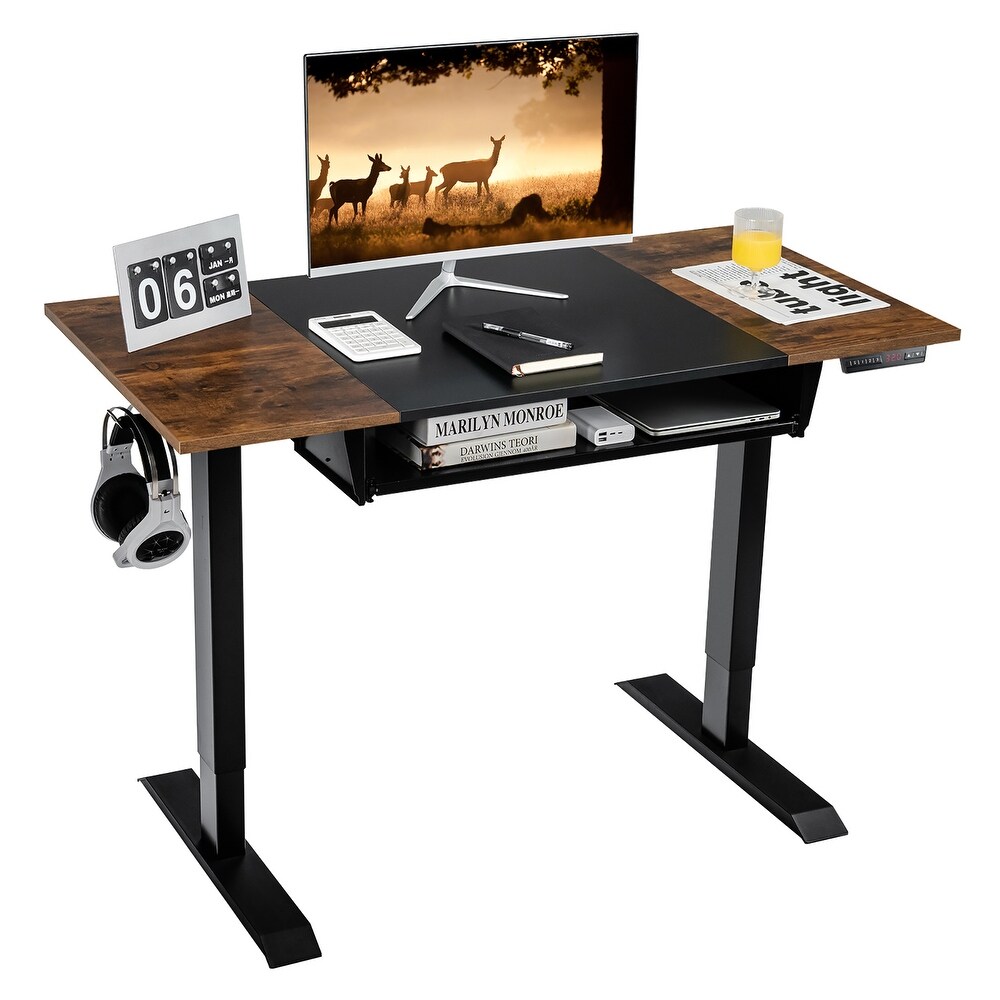 Costway 48'' Electric Sit to Stand Desk Adjustable Workstation w/