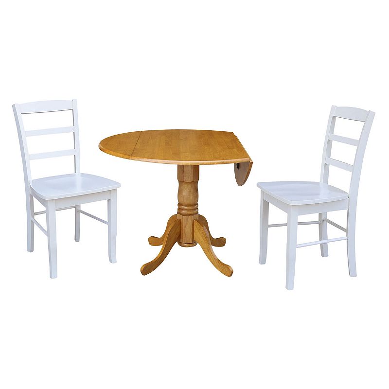 International Concepts Dual Drop Leaf Dining Table and Ladder Back Chair 3-piece Set