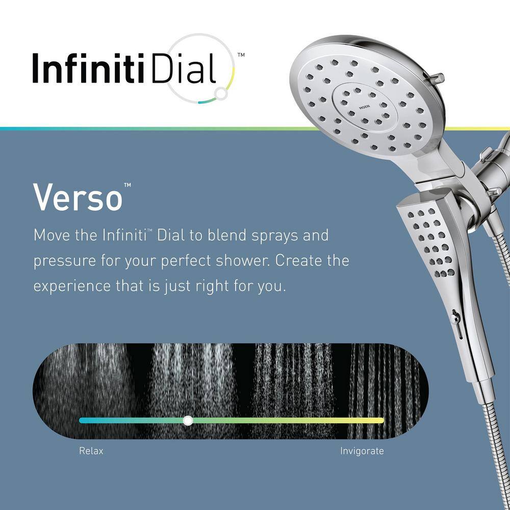 MOEN Verso 8-Spray Patterns with 1.75 GPM 7 in. Wall Mount Dual Handheld Shower Heads with Infiniti Dial in Matte Black 220C3EPBL