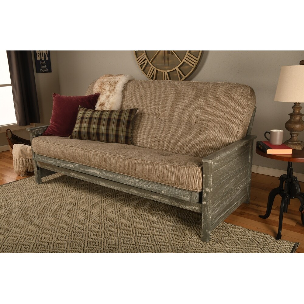 Somette Lexington Full size Futon Set in Weathered Gray Finish with Mattress