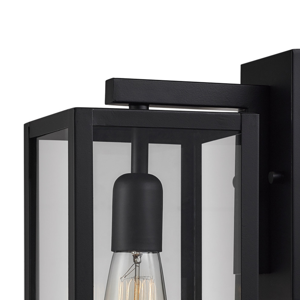 Bowery 1 Light Matte Black Indoor/Outdoor Wall Sconce With Clear Glass Shade   Traditional   Outdoor Wall Lights And Sconces   by Buildcom  Houzz