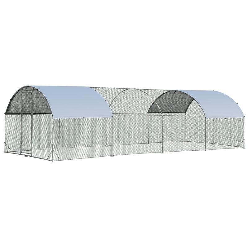 25 FT Large Metal Chicken Coop Run Galvanized Walk-in Dome Poultry Cage Hen Run House Rabbits Habitat Cage with Cover