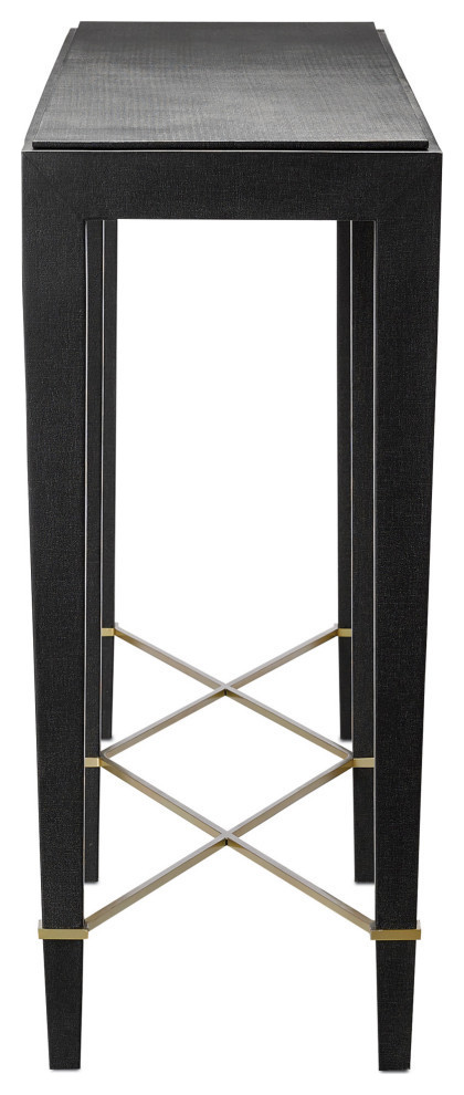 Currey and Company 3000 0097 Console Table  Black Lacquered Linen/Champagne   Contemporary   Accent Chests And Cabinets   by Currey  ampCompany  Inc.  Houzz