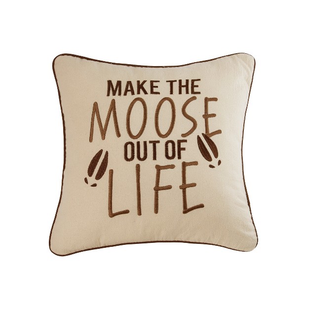 X 18 quot Moose Out Of Life Embroidered Throw Pillow