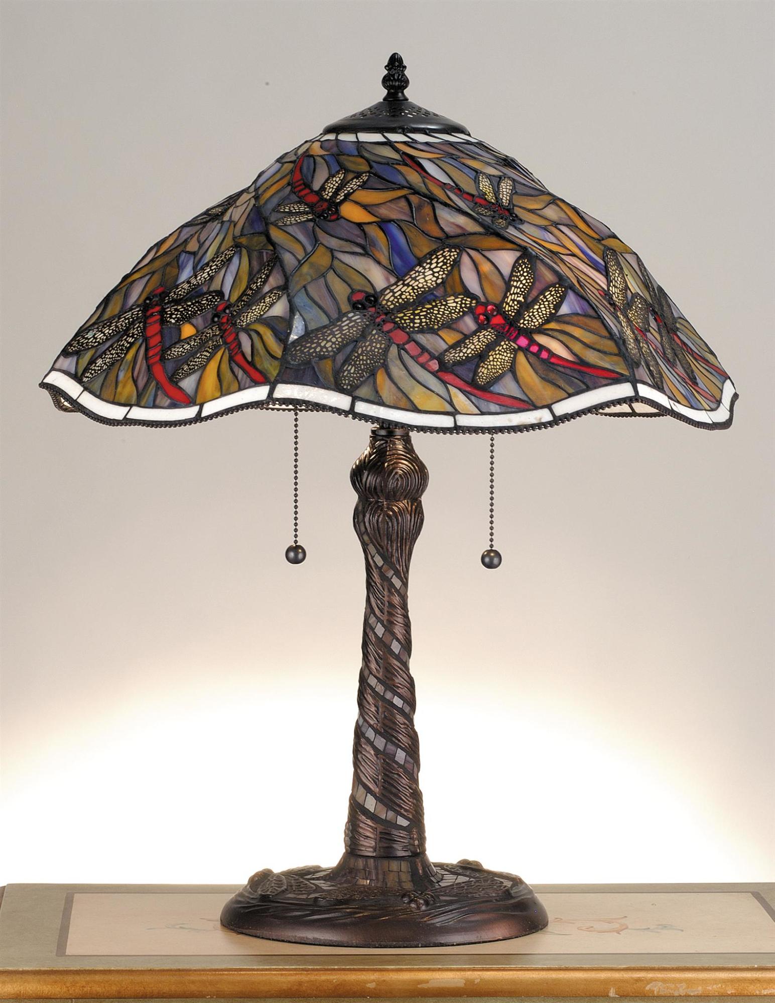 Meyda Tiffany 82310 Stained Glass / Tiffany Table Lamp From The Spiral Dragonfly