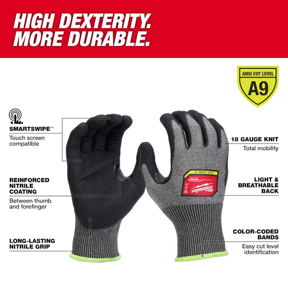 MW X-Large High Dexterity Cut 9 Resistant Polyurethane Dipped Work Gloves 48-73-7033