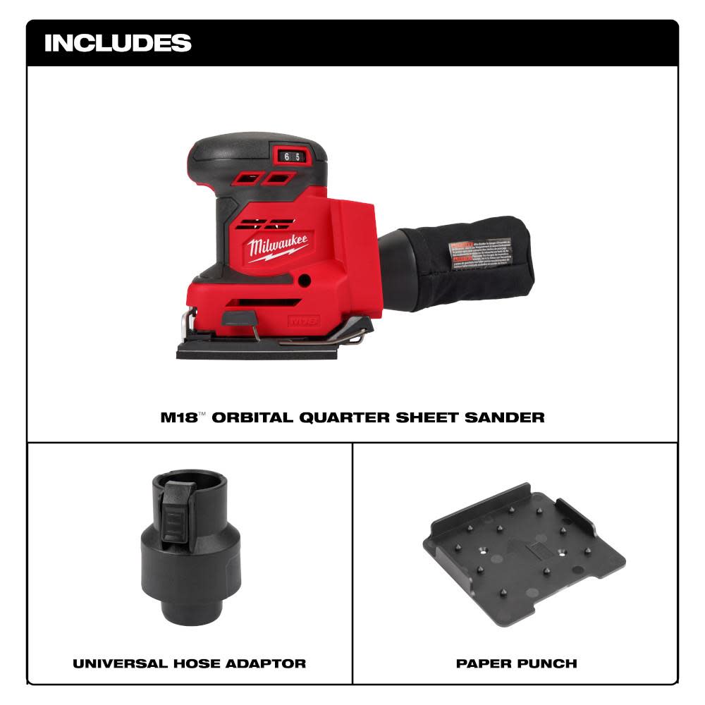 Milwaukee M18 Orbital 1/4 Sheet Sander ;