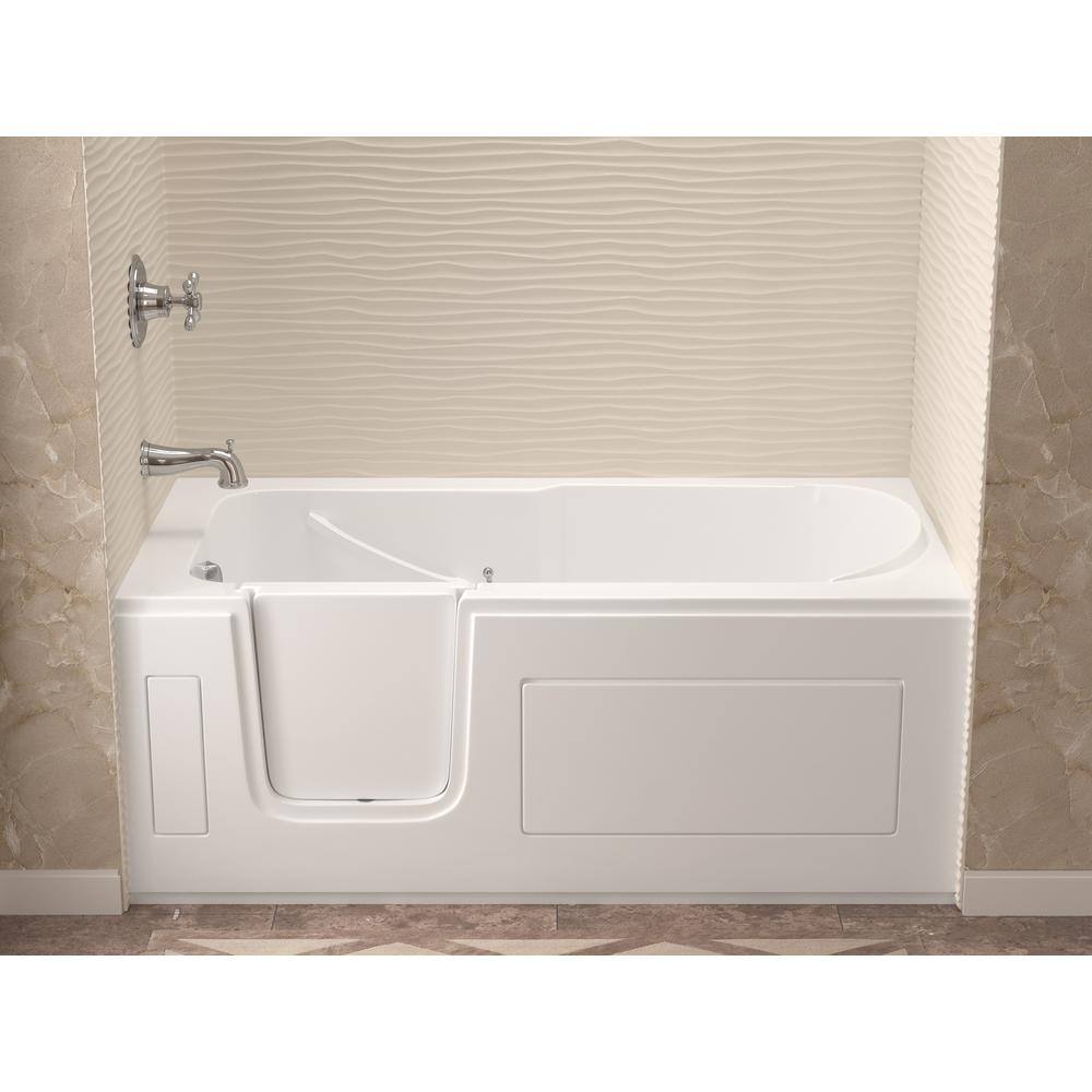 Universal Tubs HD Series 60 in. Left Drain Step-In Walk-In Soaking Bath Tub with Low Entry Threshold in White HDSI3060LWS