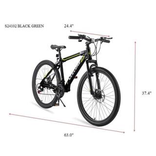 Afoxsos 24 in. GreenSteelAluminum Frame Mountain Bike Shimano 21-Speed with Dual Disc Brakes  Front Suspension for Teenagers HDMX1445