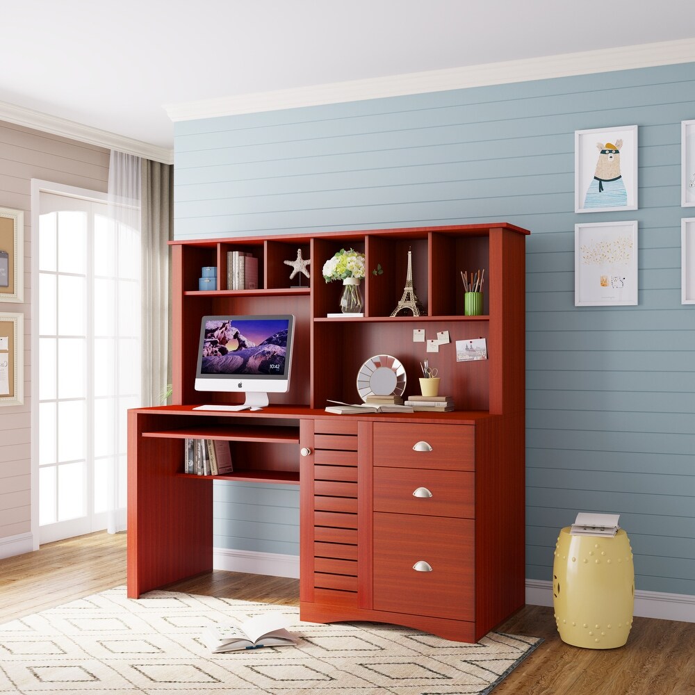 Home Office Wood Computer Desk with Hutch