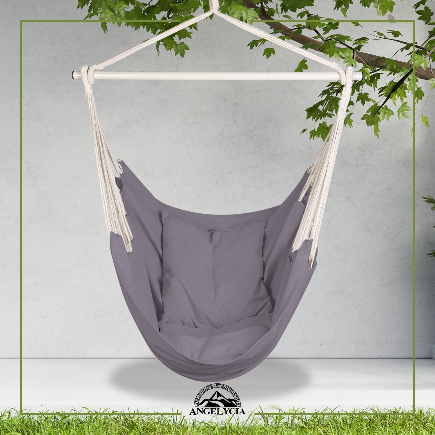 Angelycia Hammock Chair | Cotton Swinging Chairs | Indoor & Outdoor Hanging Chair | (Dark Gray)