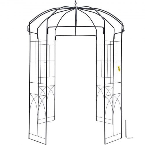 8' Birdcage Garden Arbor - Heavy Duty Wrought Iron Wedding Arch Trellis for Climbing Vines