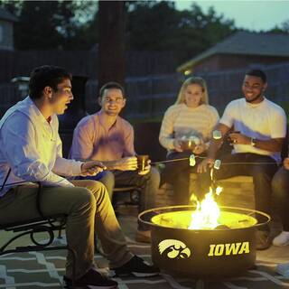 Iowa 29 in. x 18 in. Round Steel Wood Burning Rust Fire Pit with Grill Poker Spark Screen and Cover F241