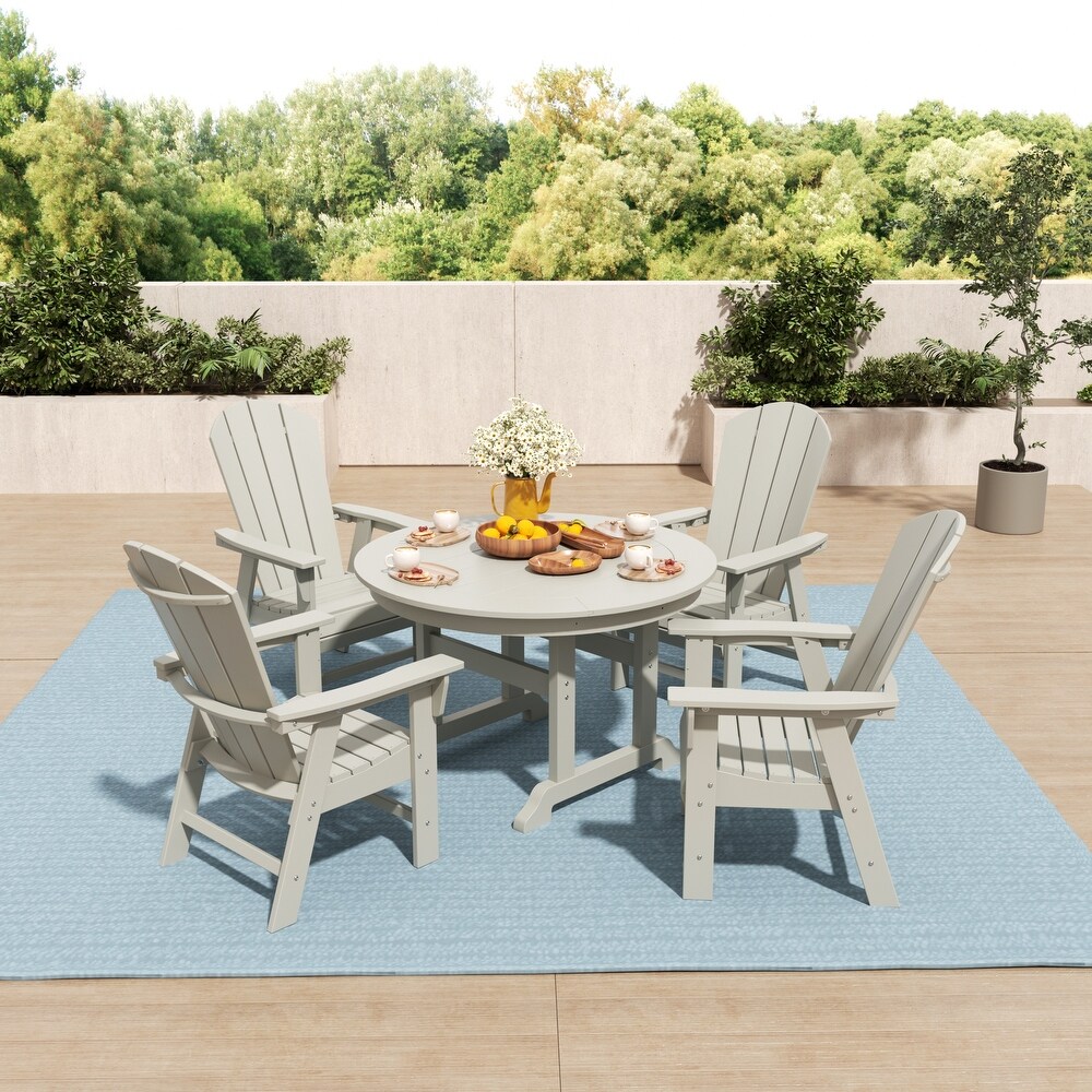 Laguna 5 Piece Round Poly Eco Friendly  Weather Outdoor Dining Set with Armchairs