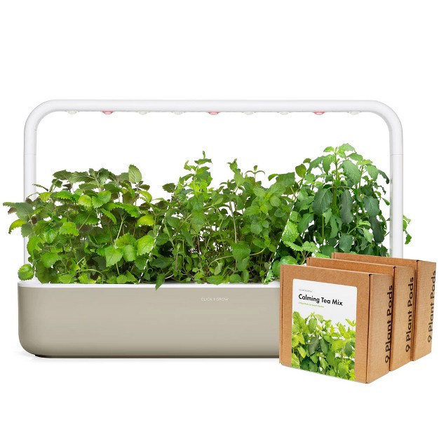 Click and Grow Indoor Herbal Tea Gardening Kit， Smart Garden 9 With Grow Light And 36 Plant Pods