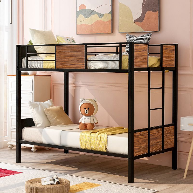 Merax Twin-over-Twin Bunk Bed， Steel Frame Bunk Bed