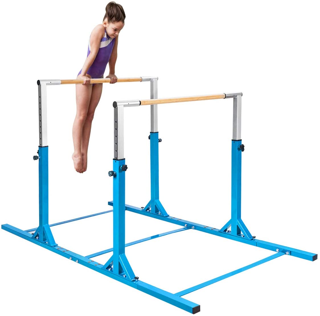 Costzon Double Horizontal Bars, Junior Gymnastic Training Parallel Bars w/11-Level 38-55