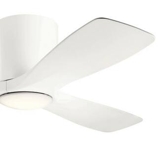 KICHLER Volos 48 in. Integrated LED Indoor Matte White Flush Mount Ceiling Fan with Light Kit and Wall Control 300032MWH