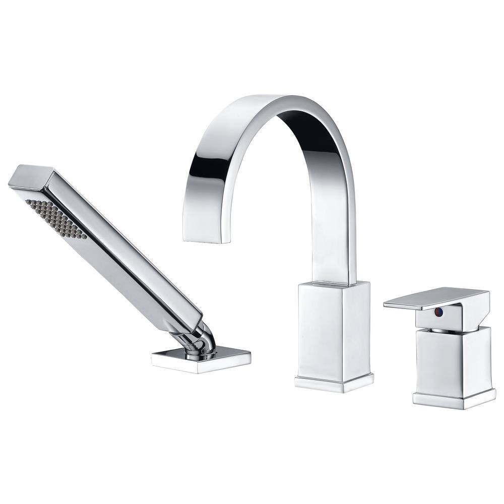 ANZZI Nite Series Single-Handle Deck-Mount Roman Tub Faucet with Handheld Sprayer in Polished Chrome FR-AZ473