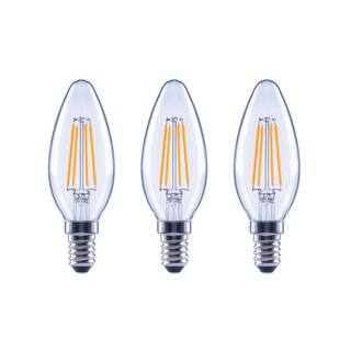 EcoSmart 60-Watt Equivalent B11 Dimmable E12 Candelabra ENERGY STAR Clear Glass LED Vintage Edison Light Bulb Daylight (3-Pack) FG-04077