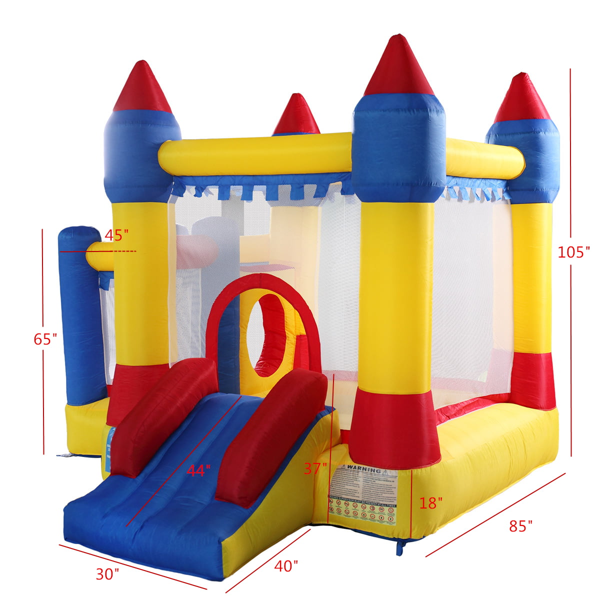 Pool Outdoor Garden Inflatable Bounce House Kid Jump and Slide Castle Bouncer with Trampoline Mesh Wall and Shooting Area Including Carry Bag Repair Kit Stake