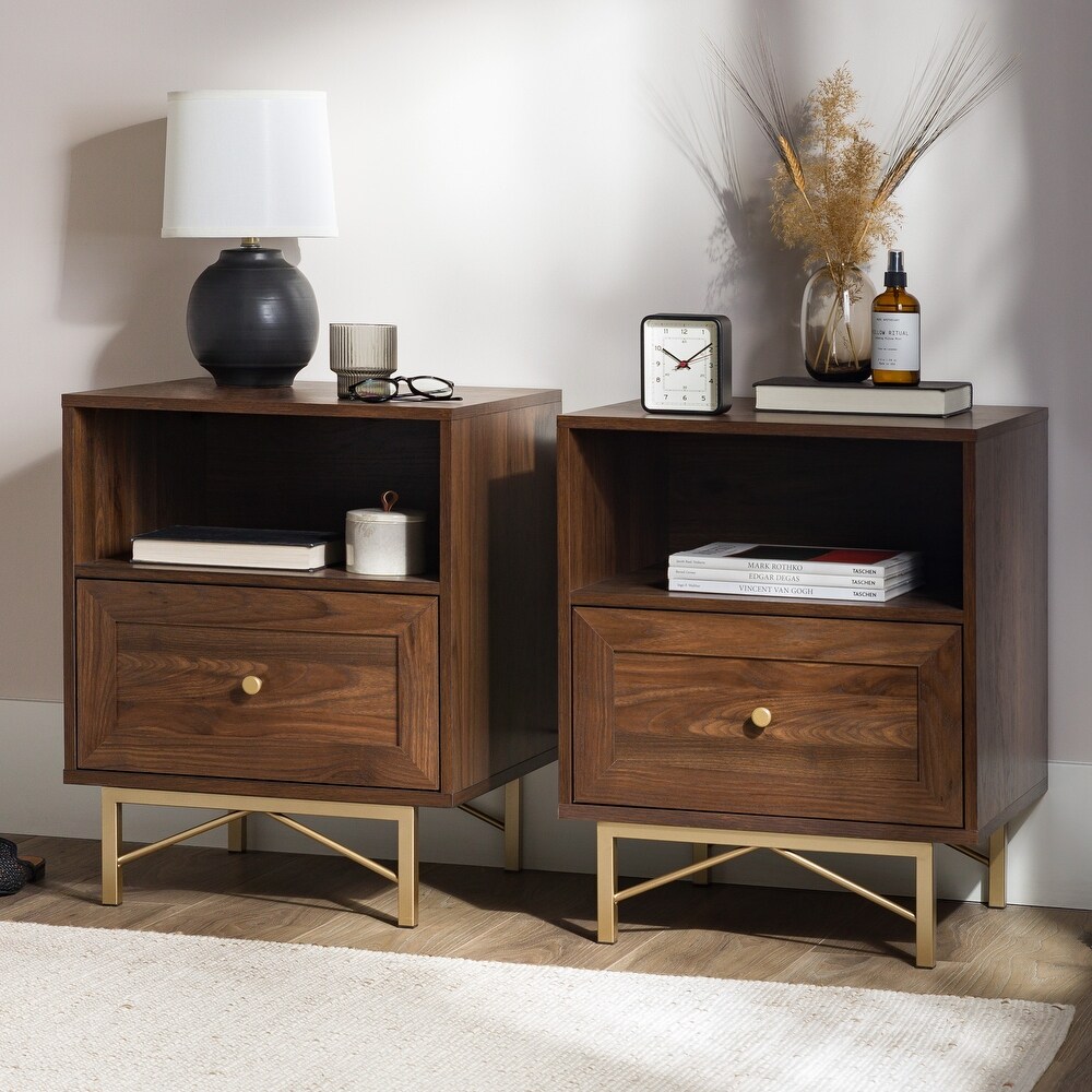 Middlebrook 1 Drawer Gold Base Nightstands  Set of 2