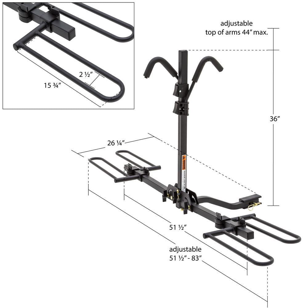 Elevate Outdoor BC-4071-2 Platform Hitch Bike Rack， Fits 2 Bikes