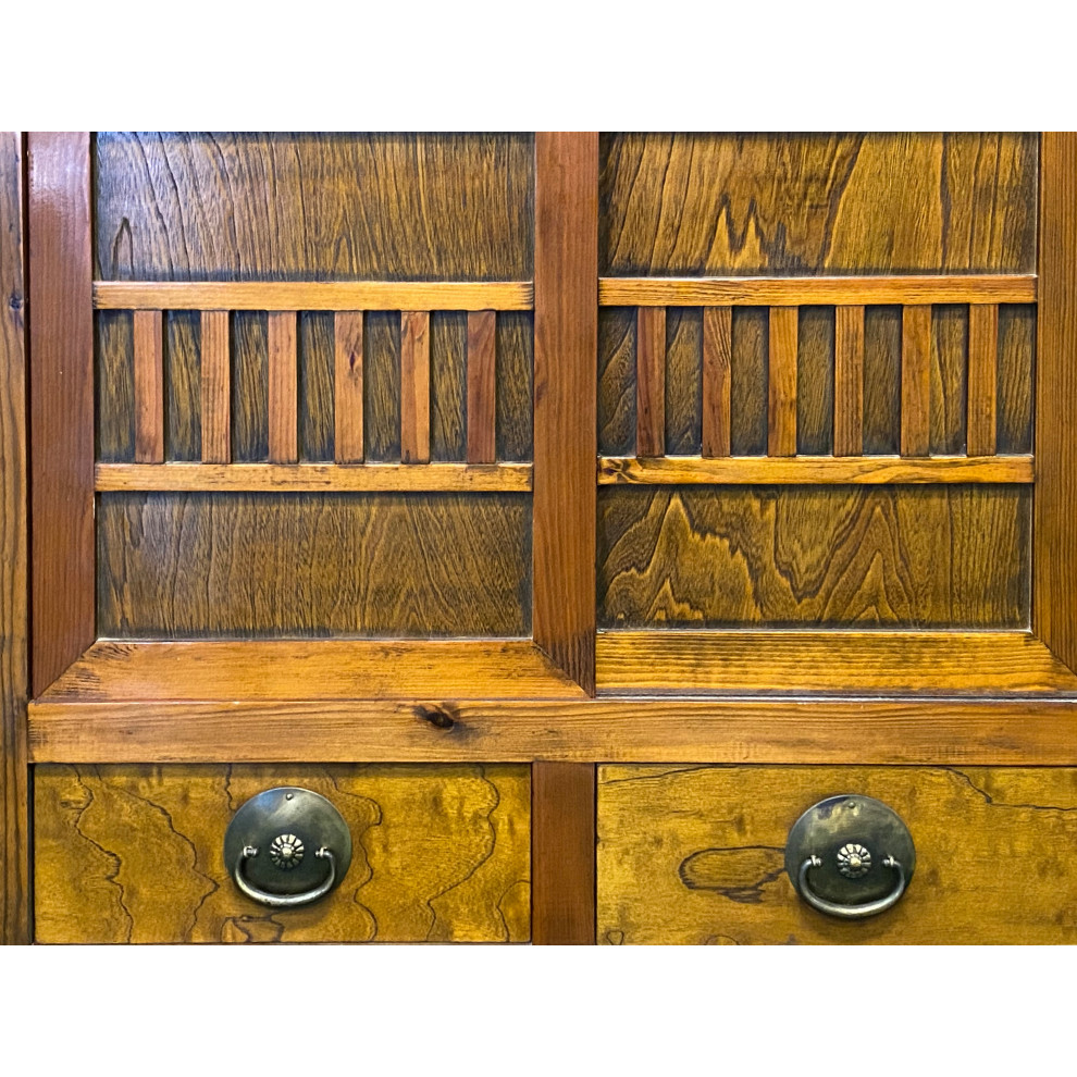 Natural Wood Zen Japanese 2 Sides Access Tansu Chest Cabinet Hcs7672   Asian   Accent Chests And Cabinets   by Golden Lotus Antiques  Houzz