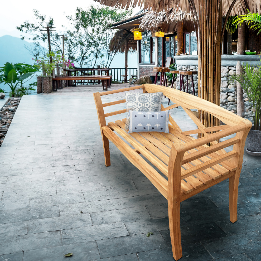 Teak Wood Montana Outdoor Patio Bench  4  x27  Transitional   Outdoor Benches   by Chic Teak  Houzz