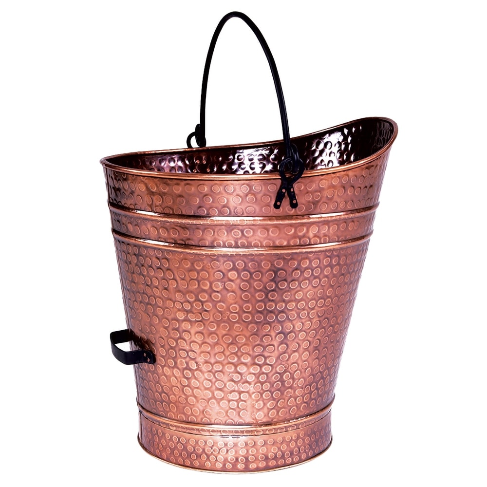 Minuteman International Traditional Galvanized Steel Round Large Pellet Bucket w/Handles  18 Inch Tall  Copper