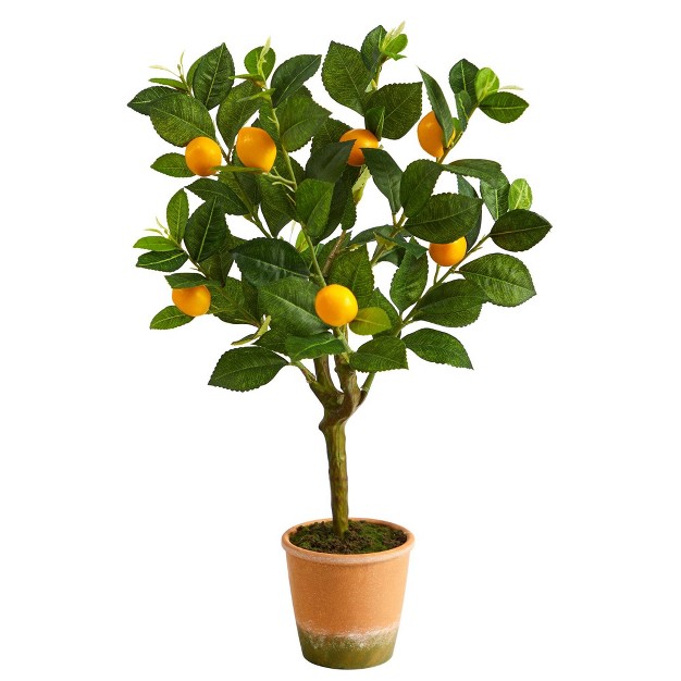 Nearly Natural 24 in Lemon Artificial Tree