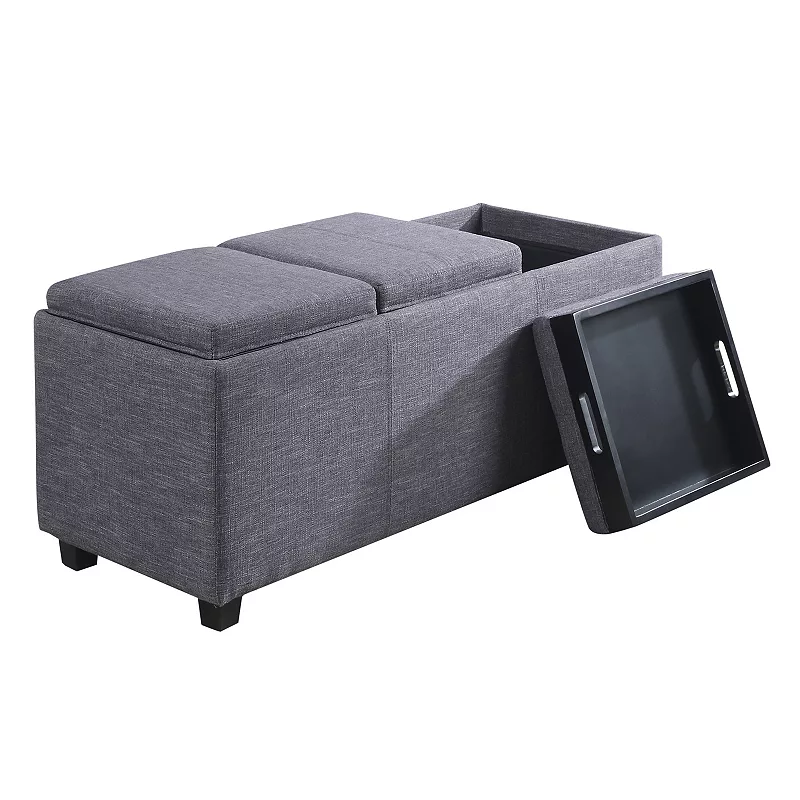 Simpli Home Avalon Rectangular Upholstered Storage Ottoman