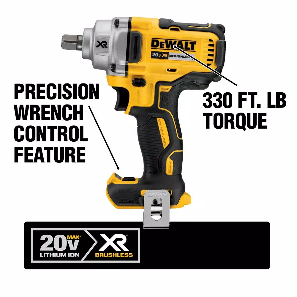 DEWALT 20-Volt MAX XR Cordless Brushless 1/2 in. Mid-Range Impact Wrench with Detent Pin Anvil， (1) 20-Volt 3.0Ah Battery and#8211; XDC Depot