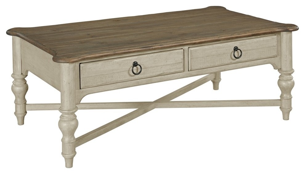 Kincaid Weatherford Cocktail Table  Cornsilk Finish   Farmhouse   Coffee Tables   by Emma Mason  Houzz