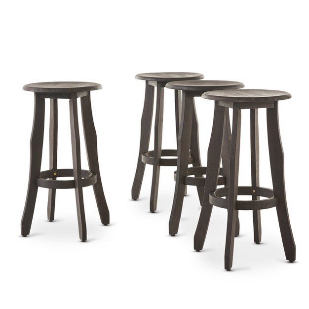 Pike Set Of 4 Acacia Barstool Dark Gray Christopher Knight Home