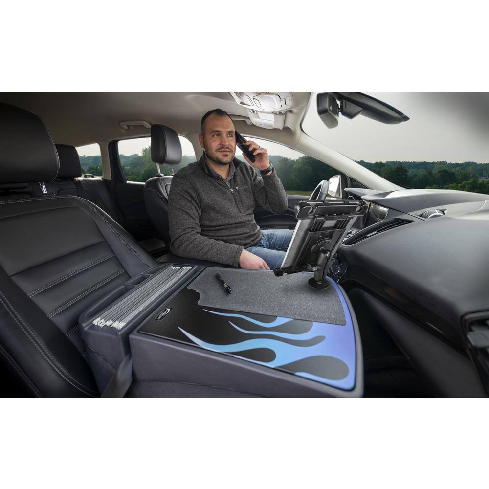 AutoExec GripMaster Car Desk Blue Steel Flames with Tablet Mount AEGrip-03-BSF